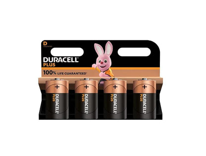 Duracell Plus - D Alkaline Battery Pack of 4 1.5V