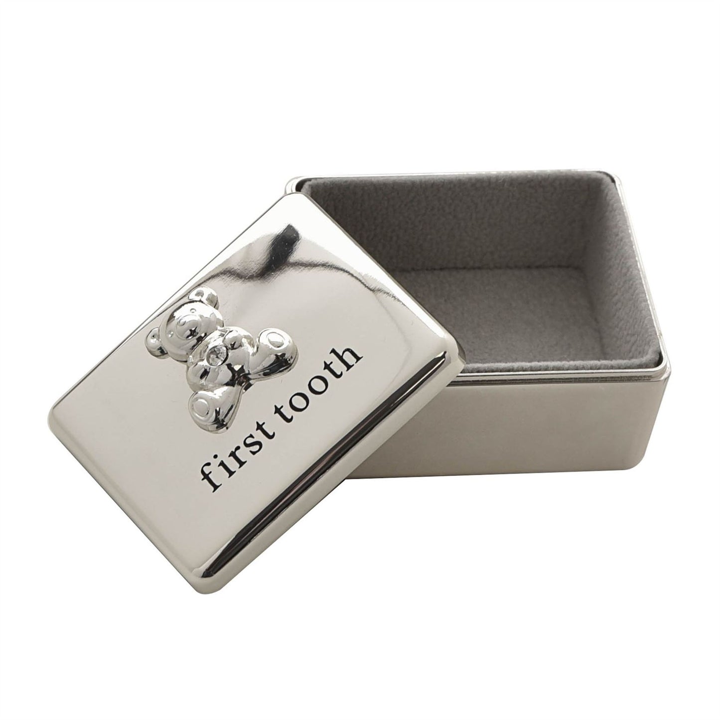 Bambino Silver Plated First Tooth Box with Teddy Icon