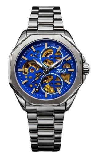 NYL Mens Automatic Metal Hollow Mechanical Octagon Dial Analogue Metal Bracelet Watch NY London Available Multi Colour