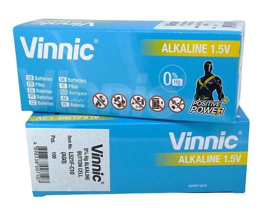 Vinnic L521 AG0 Watch Battery Box of 10 (100 Batteries)
