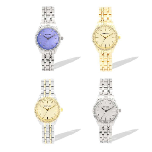 Henley Womens Chiselled Fashion Bracelet Watch - Two Tone/Gold/Silver
