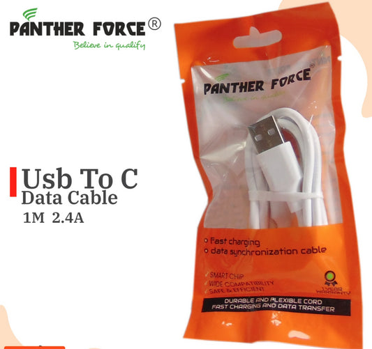 Panther Force 1M USB - Type C Cable - Pack of 25pc (0.40p/each)