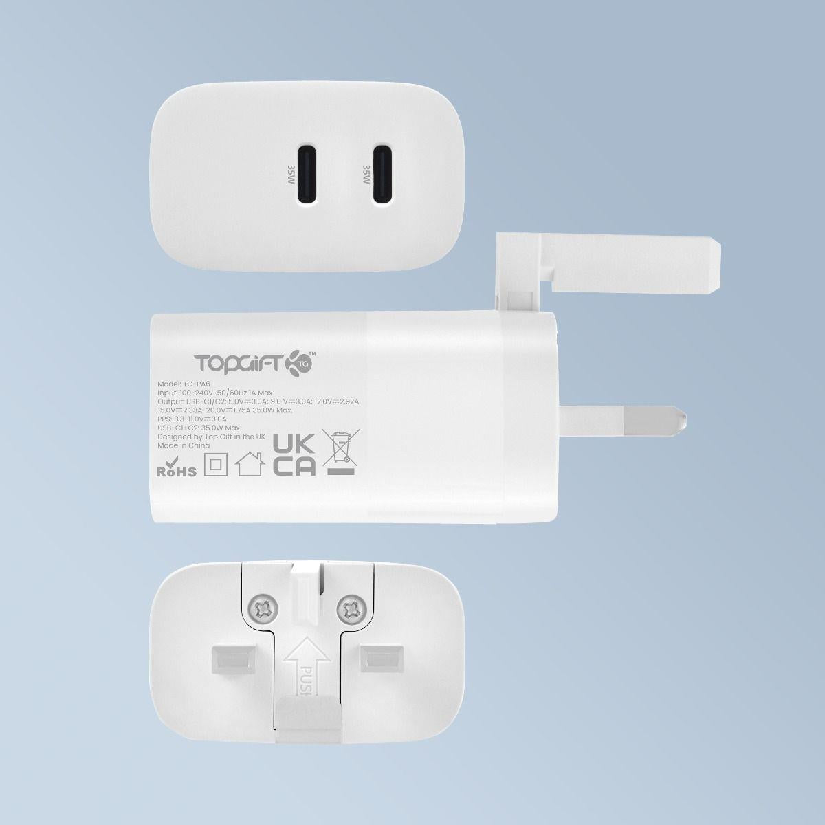 WYEFLUX 35W Power Adapter With Dual USB-C Ports