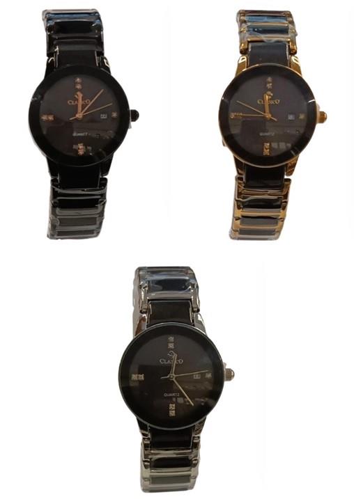 Clasico Ladies Dated Water Resistant Round Dial Black Metal Strap Watch Available Multiple colour