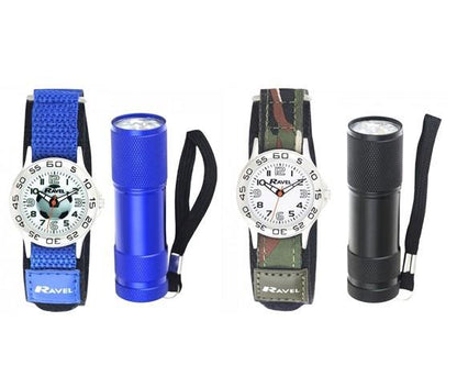 Ravel Childrens Boys Watch & Torch Set R44 Available Multiple Colour  - CLEARANCE NEEDS RE-BATTERY