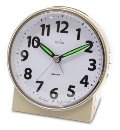 Acctim Micah Round Mid Sized Bedside Non Ticking Quartz Alarm Clock 1647 Available Multiple Colour