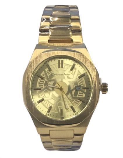 Christyan Arden Mens Fashion Octagon Dated Dial Analogue Metal Bracelet Strap Watch Available Multiple Color