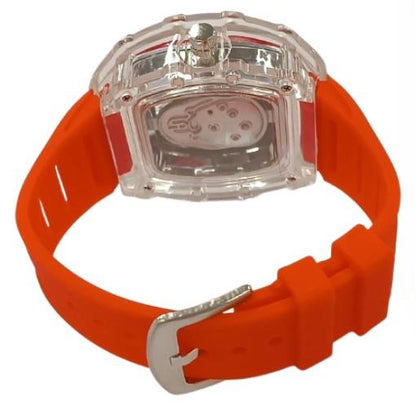 New Rubber Gents Clear Fashion Quartz Movement Skeleton Clear Dial Rubber Strap Watch Available Multiple Colour