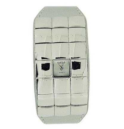 Zaza London Ladies Fashion White Extra Small Dial Silver Mirror & White Leather Strap Watch - CLEARANCE NEEDS RE-BATTERY