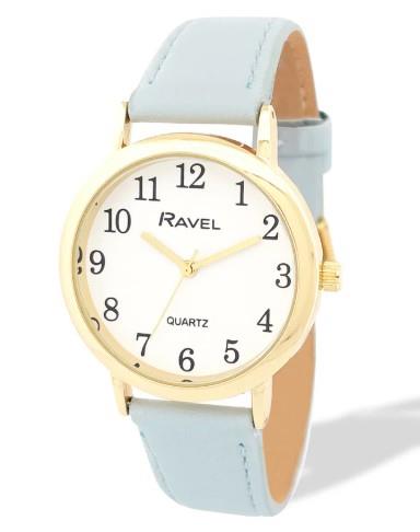 Ravel Ladies Basic Medium Gilt Case White Dial Leather Strap Watch Available Multiple Colour