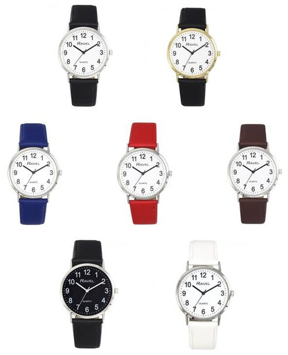 Ravel Mens Basic Dial Leather Strap Wristwatch R0129G Available Multiple Colour