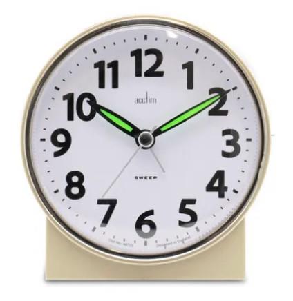 Acctim Micah Round Mid Sized Bedside Non Ticking Quartz Alarm Clock 1647 Available Multiple Colour