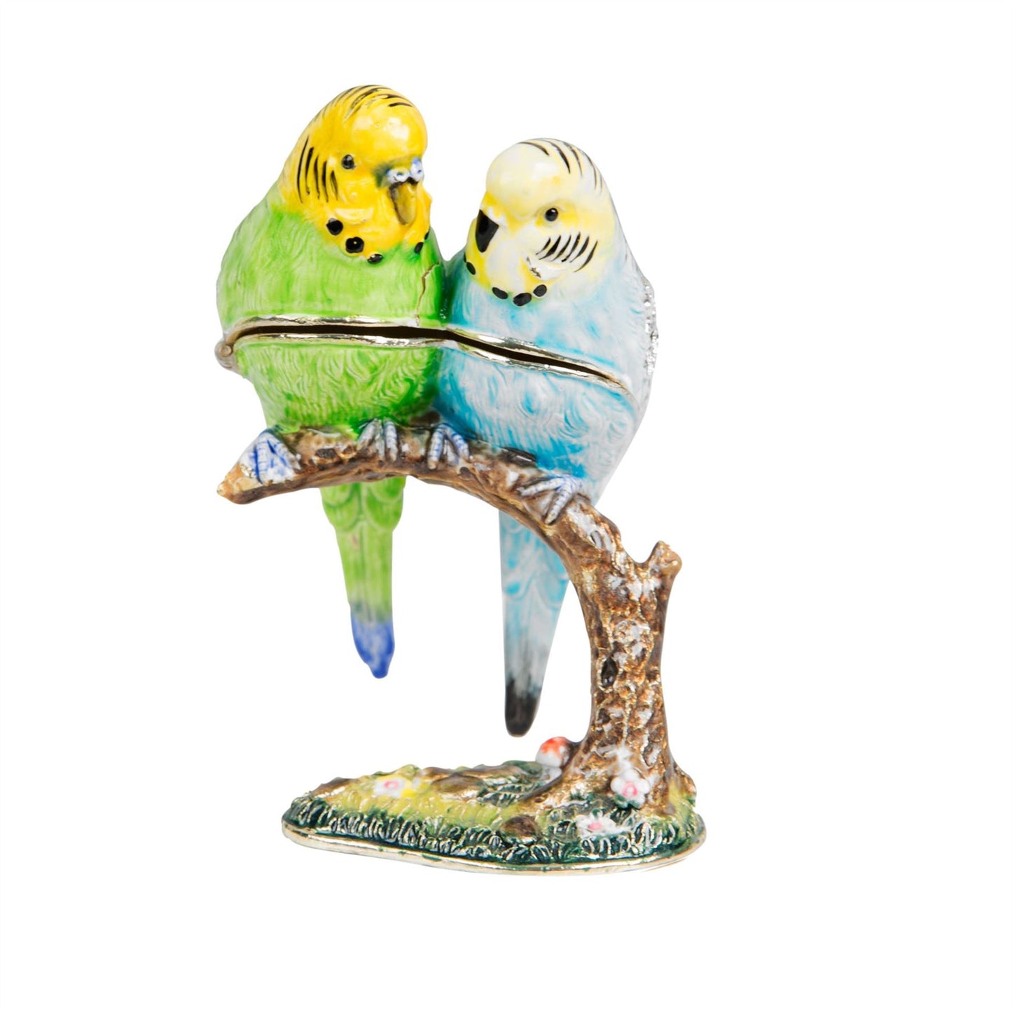 Treasured Trinkets - 2 Budgerigars on Branch