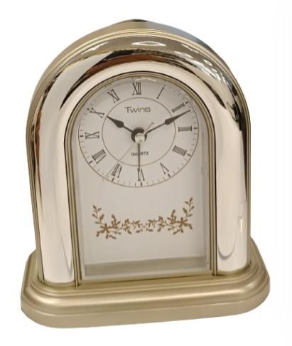 Twins Arch Roman Number White Dial Light/Snooze with Silent Sweep Alarm / Mantel Clock Available Multiple Colour