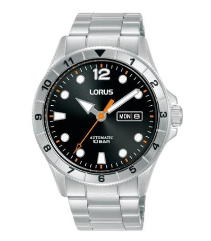 Lorus Mens Automatic Day Date Black Dial Stainless Steel Bracelet Watch RL459BX9