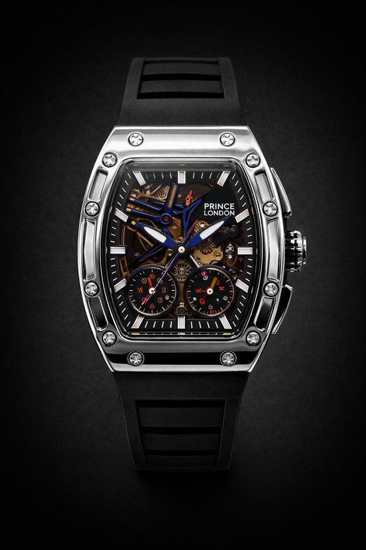 NYL Mens Automatic Mechanical Dial Black Rubber Watch NY London