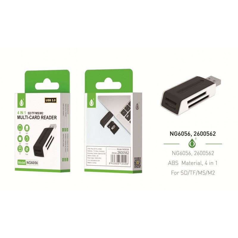 4 in 1 SD/TF/MS/M2 Multi-Card Reader USB 2.0