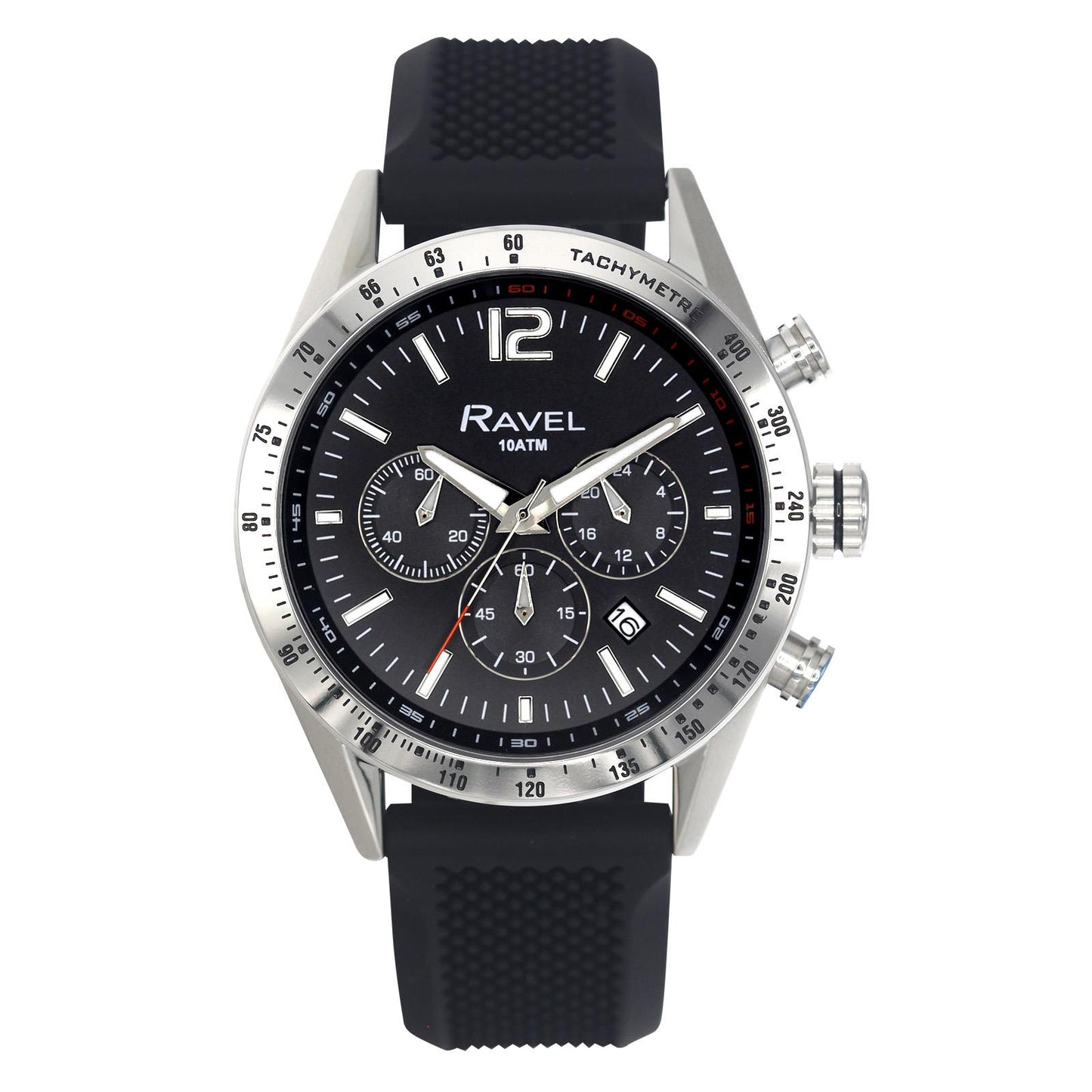 Ravel Mens Fashion Sports Multi 100m Water Resistant Chronograph Dated Rubber Strap Watch RPR-M Available Multi Colors