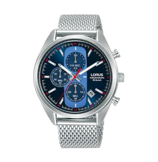 Lorus Mens Chronograph Dated Blue Dial Stainless Steel Mesh Bracelet Watch RM353GX9 BRAND NEW BUT NEEDS BATTERY