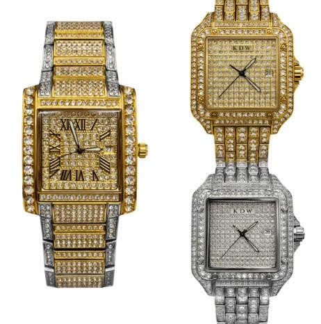 NY London KDW Mens Fashion Bling Assorted Watch Dated Square Dial Bracelet Watch Available Multi Colour