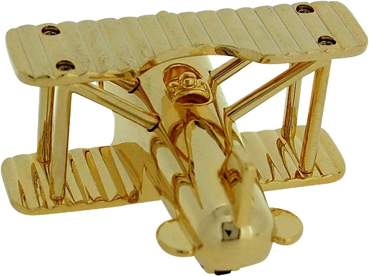 Miniature Clock Goldtone Plated Metal Bi-Plane Design Solid Brass IMP1014G - CLEARANCE NEEDS RE-BATTERY