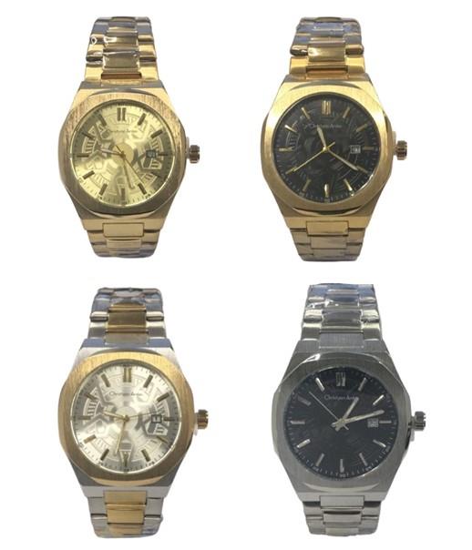 Christyan Arden Mens Fashion Octagon Dated Dial Analogue Metal Bracelet Strap Watch Available Multiple Color