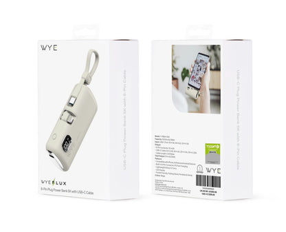 WYE 8 - Pin Plug Power Bank 5K with USB - C Cable