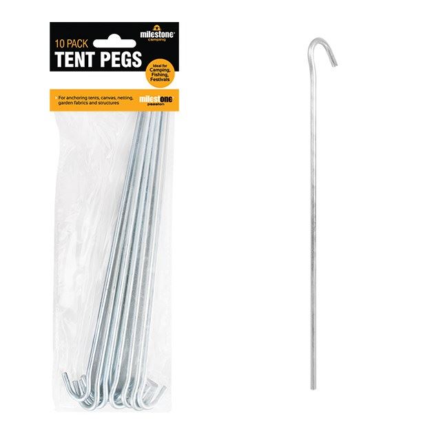Pack of 10 Steel Tent Pegs