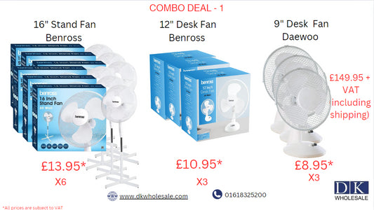 16" Stand Fan Benross X 6  +  12" Desk Fan Benross X 3 +  9" Desk Fan Daewoo X 3