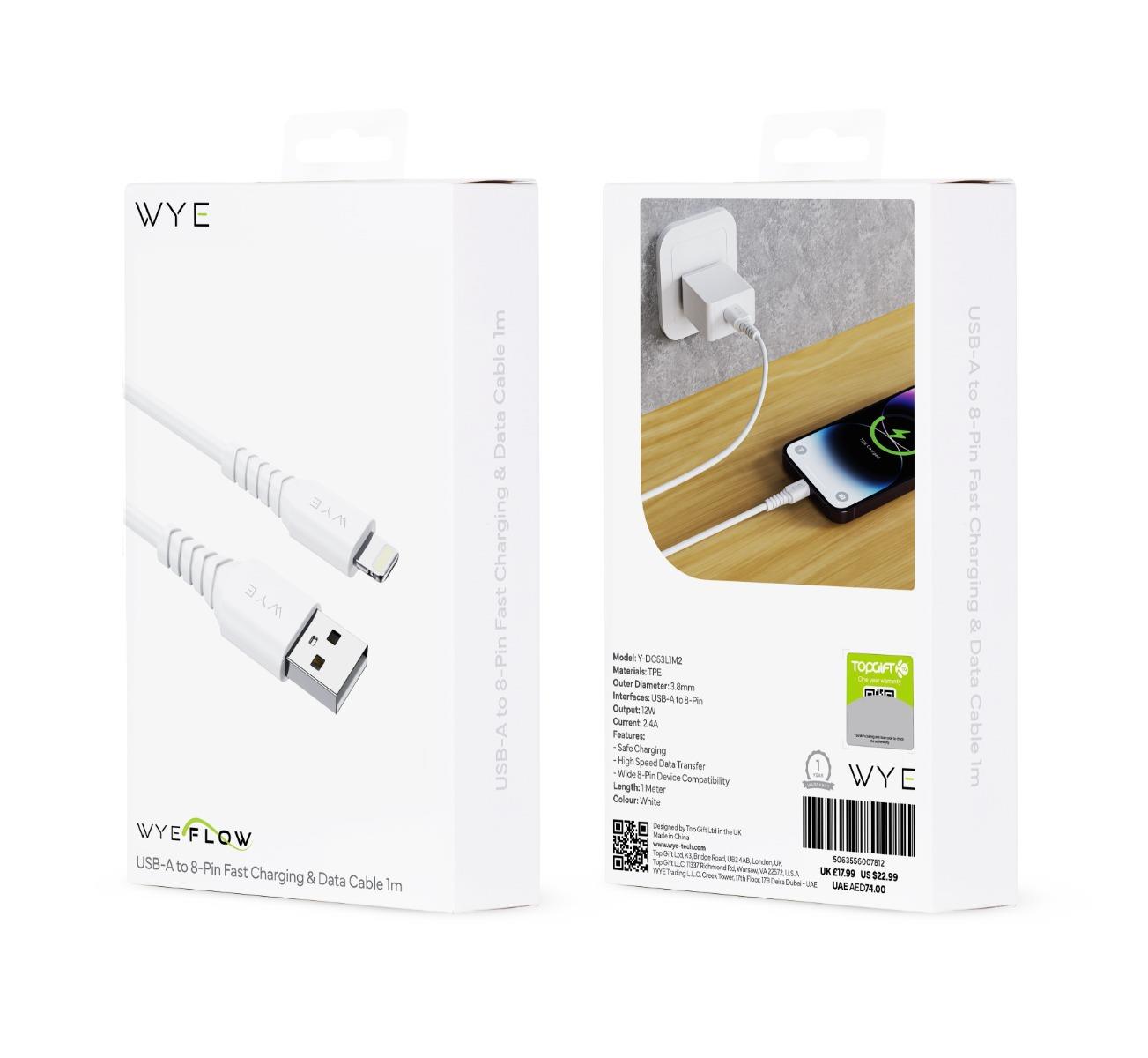 WYE USB-A to USB-C Fast Charging & Data Cable 1m