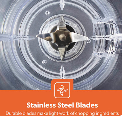 Geepas 2-In-1 Black Portable Food Jug Blender and Grinder 1.5L