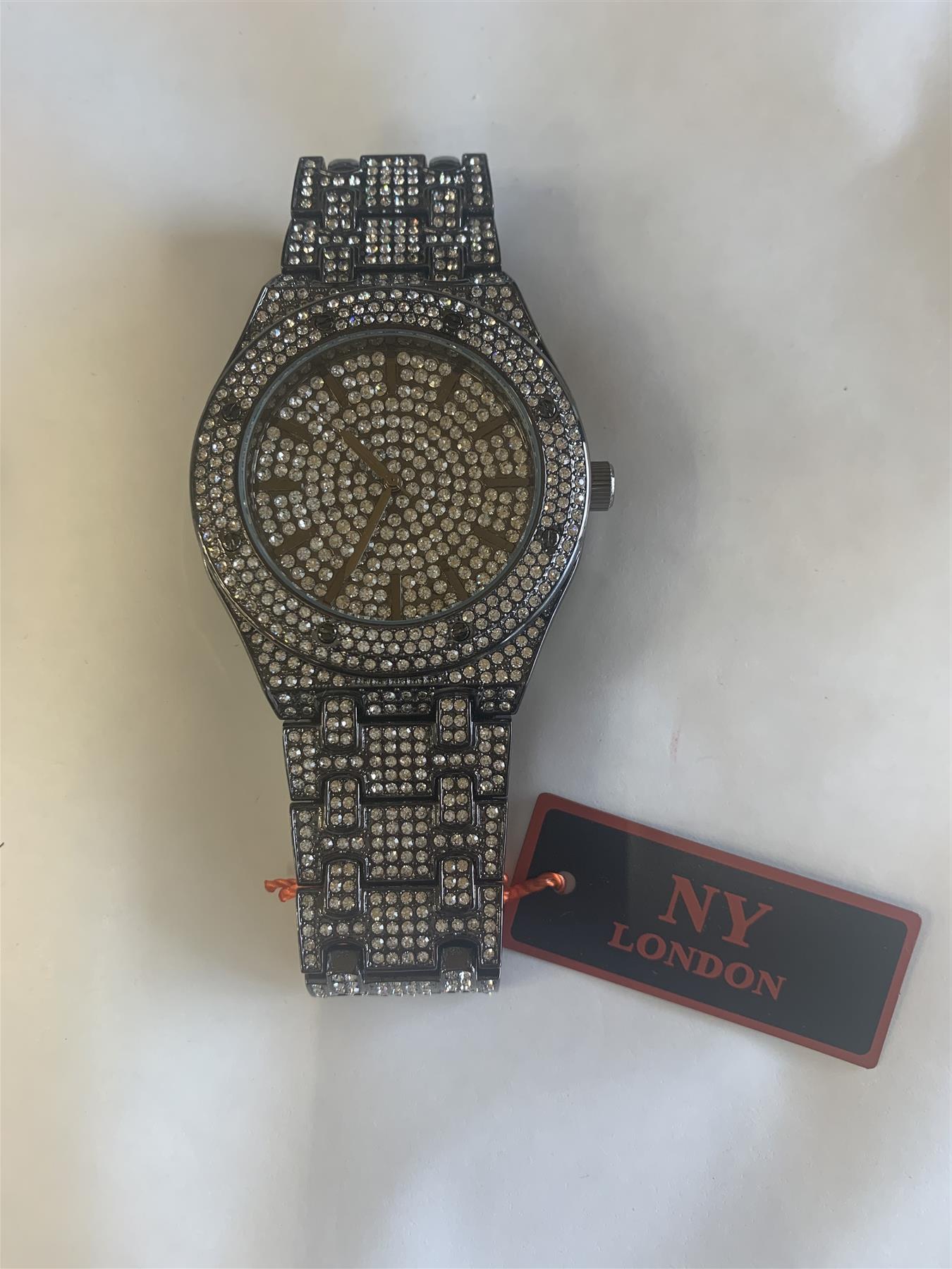 NY LONDON GENTS BLING WATCH PI-7641 AVAILABLE MULTIPLE COLOUR