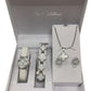 Paul Salatini Ladies Fashion Bling Dial Leather Strap Watch Bracelet, Necklace & Earrings Gift Sets 2530 Available Multiple Colour