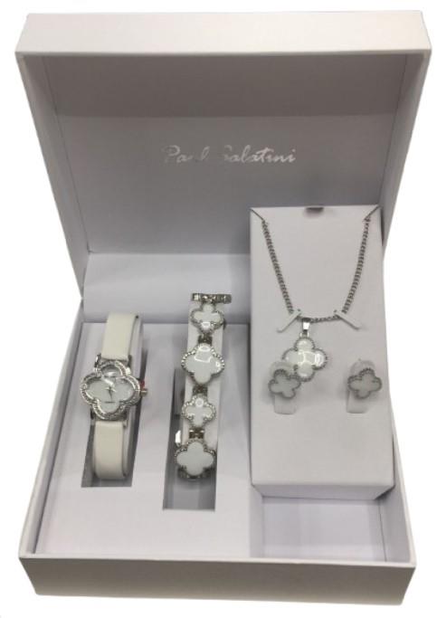 Paul Salatini Ladies Fashion Bling Dial Leather Strap Watch Bracelet, Necklace & Earrings Gift Sets 2530 Available Multiple Colour