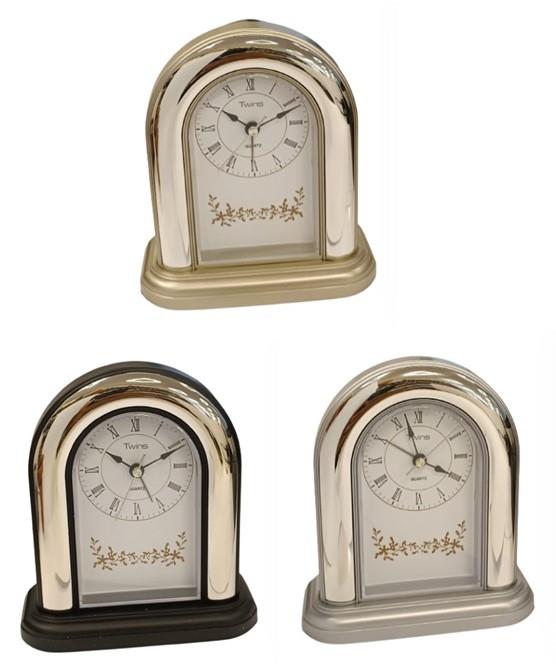 Twins Arch Roman Number White Dial Light/Snooze with Silent Sweep Alarm / Mantel Clock Available Multiple Colour