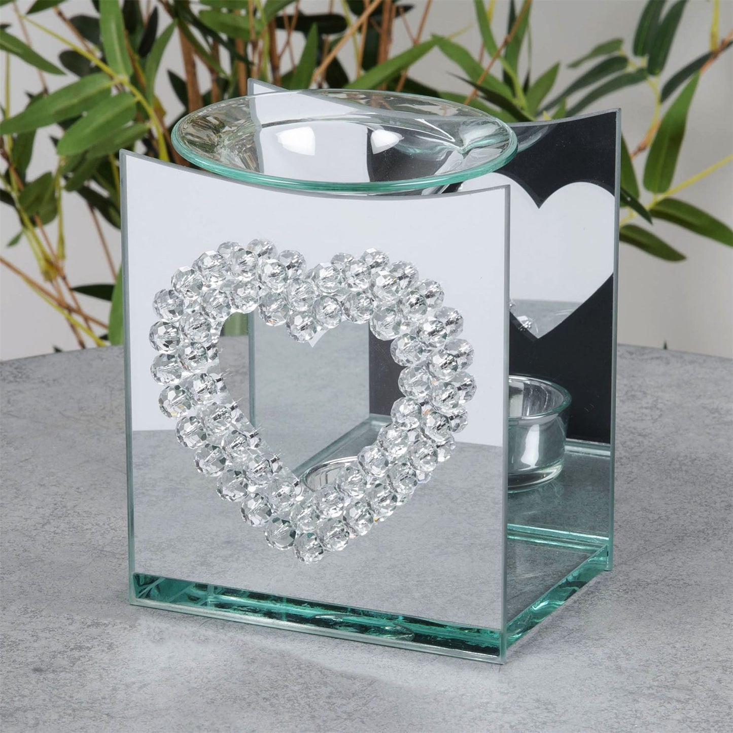 Hestia Mirror Glass Oil Burner Heart Design