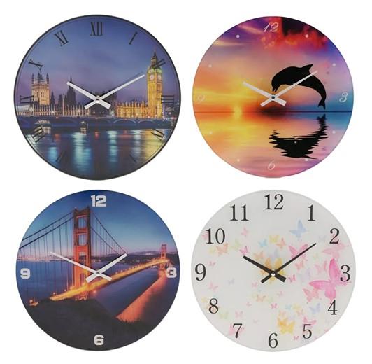 Hometime Glass Wall Clock 30cm Available Multiple Design