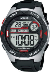 Lorus Mens Sports Chronograph Digital Black Rubber Strap Watch R2393MX9