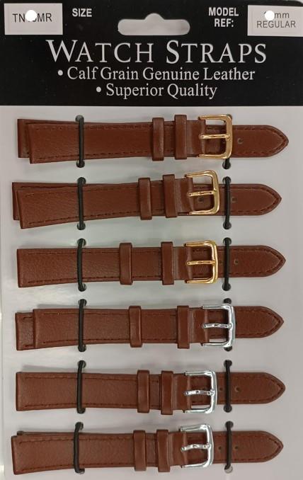 TNMR Tan calf regular watch straps card of 6 Available Size 10MM - 24MM