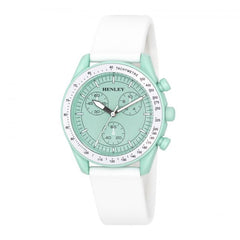 Henley Ladies Pastel Coloured Silicone Sports Watch White/Green H06179.11