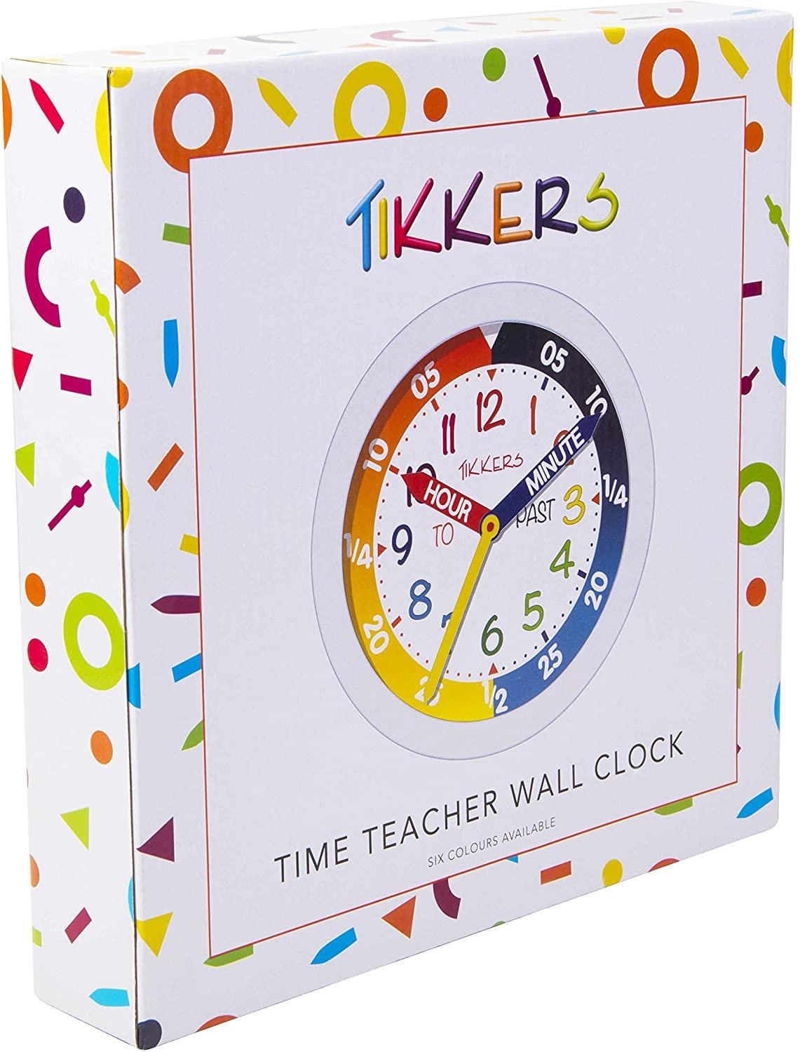 TIKKERS Children’s Time Teacher Wall Clock for Kids Room Black