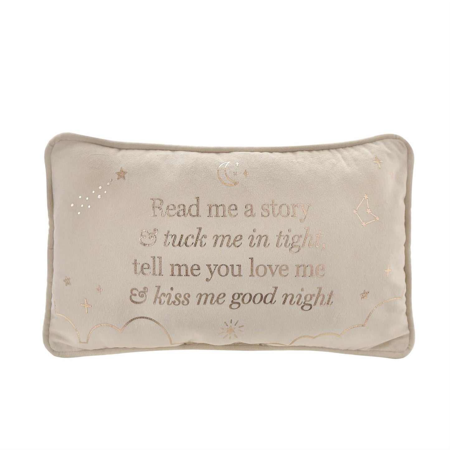 Bambino Rectangle Velvet Cushion "Read Me A Story" 33cm