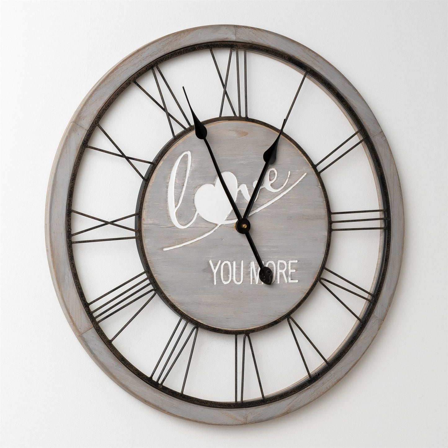 Hometime Metal & Wood Wall Clock Love You More
