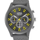 Lorus Mens Sports Chronograph Dated Grey/Yellow Dial Grey Rubber Strap Watch RT377JX9