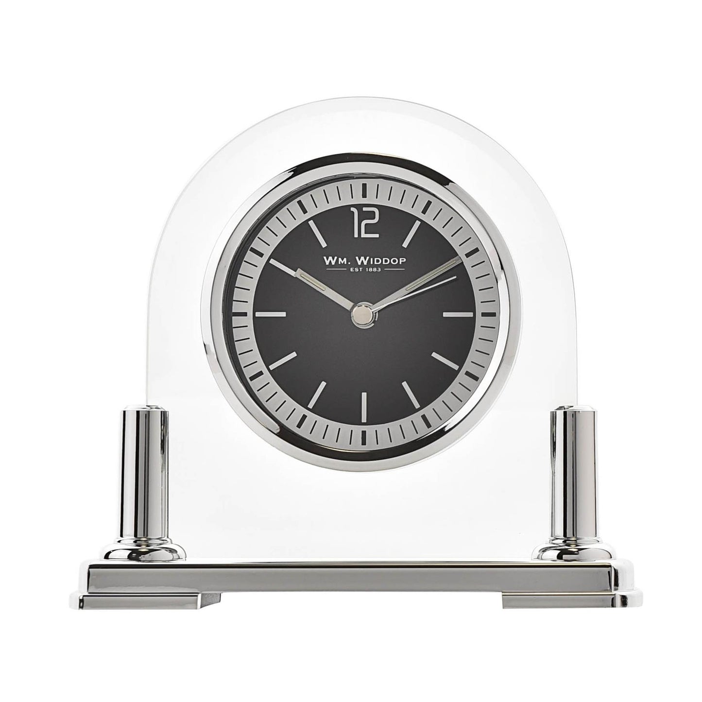 Wm.Widdop Glass Mantel Clock With Stand W2716-17 Available Multiple Colour