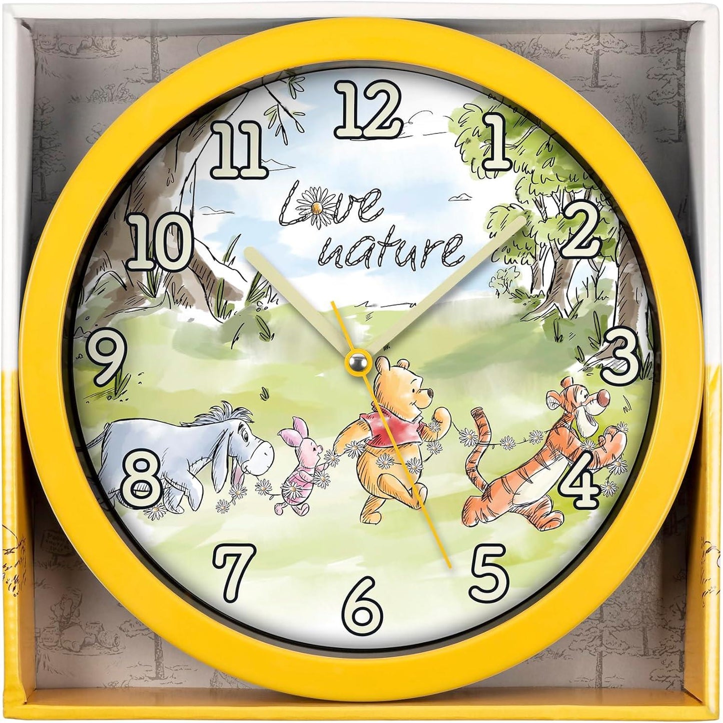 Disney Winnie The Pooh Childrens Yellow Wall Clock WP3014 25CM
