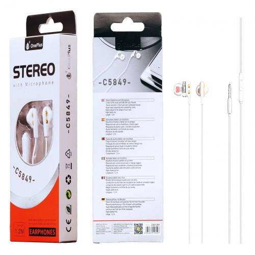 Earphones with Mic Komal, with Multifunction Button, 1.2m cable, White