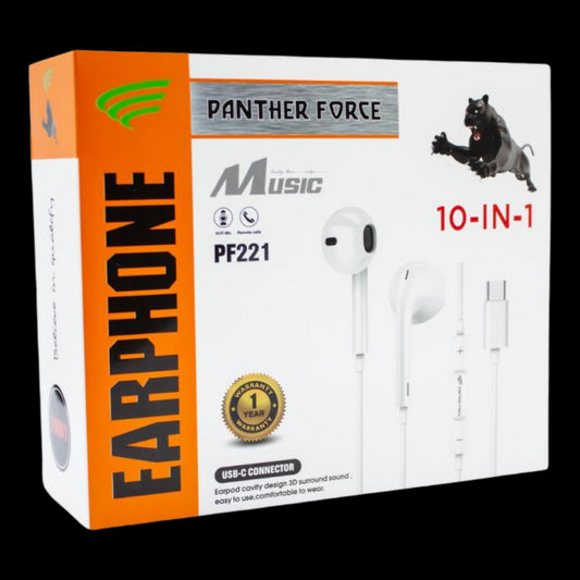Panther Force C-Type Handsfree – USB-C Wired Earphones | High-Quality Sound
