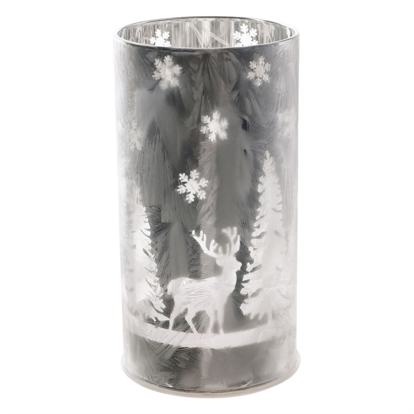 Frosted Reindeer Forest Scene Small LED Tube Light