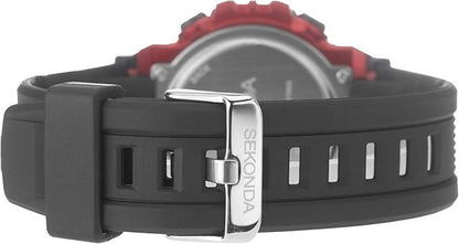 Sekonda Mens Sports Chronograph 50m Water Resistance Digital Black Rubber Strap Watch